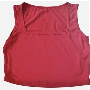 Shein Red Square Neck Cropped Tank Top